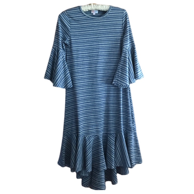 Lularoe Maurine Dress Blue Stripe Xxs